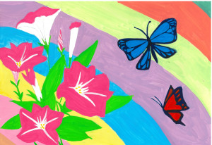 4.石井紅葉（高学年）：きらめく花とチョウ