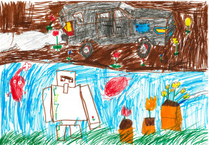 3.聶佑澄（低学年）：花と車