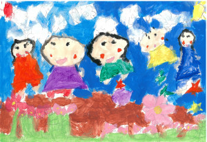 3.岩﨑葵星(未就学児):花とお日様