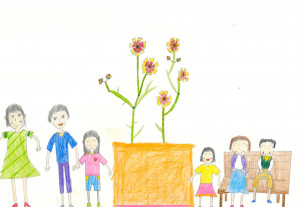 3.町田捺寧（高学年）：大きい花と小さな家族