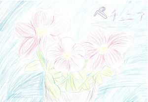 1.八須咲綾（中学年）：花と空