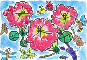 4.斎藤胡麦（未就学児）：花と夏の虫たち